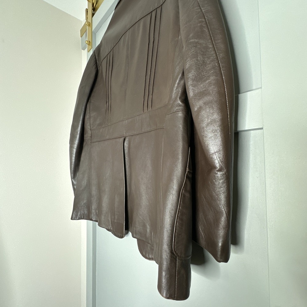 Vintage Imperial Jacket Mens Sz 40 Brown Button Front Collar 100% Leather 1980s - Picture 16 of 16
